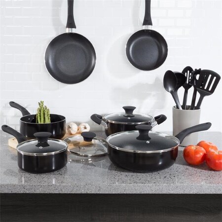 Classic Cuisine Classic Cuisine 82-CW1000 Cookware Set Long Lasting Nonstick; Black - 15 Piece 82-CW1000